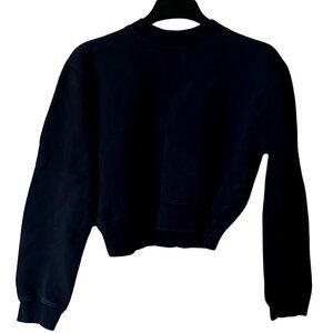 Aritzia Navy Blue Cropped Crewneck.